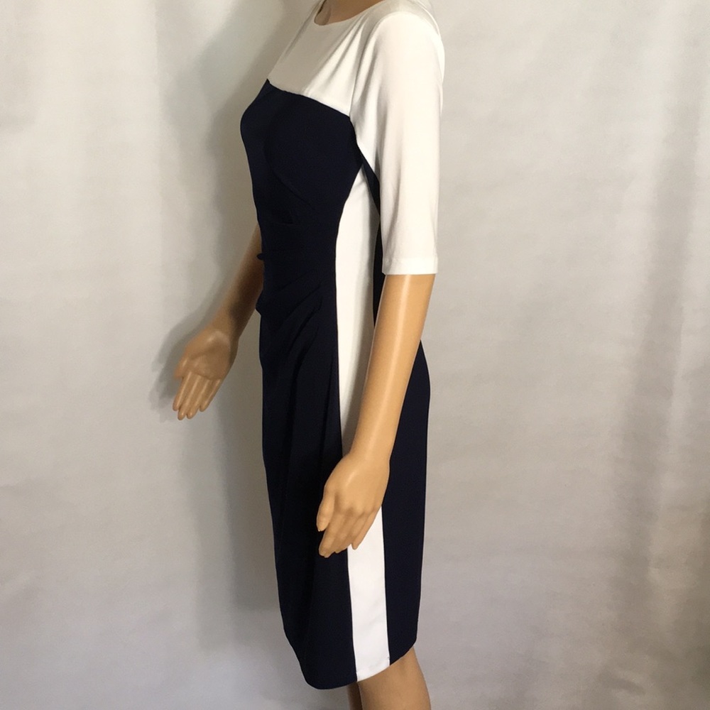 NWT Ralph Lauren Navy & White Body Con Lined w/Stretch Dress - Picture 9 of 15